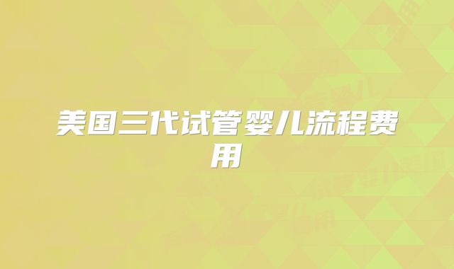 美国三代试管婴儿流程费用