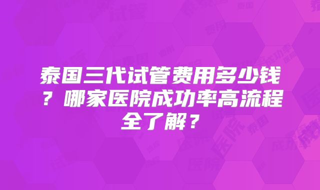 泰国三代试管费用多少钱？哪家医院成功率高流程全了解？