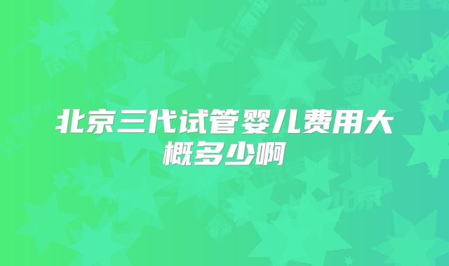 北京三代试管婴儿费用大概多少啊