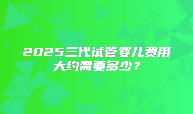 2025三代试管婴儿费用大约需要多少?