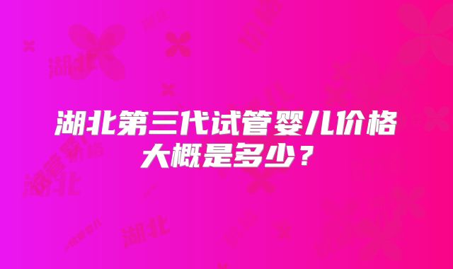 湖北第三代试管婴儿价格大概是多少？