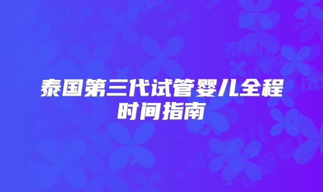 泰国第三代试管婴儿全程时间指南