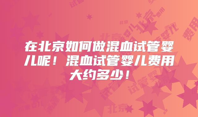 在北京如何做混血试管婴儿呢！混血试管婴儿费用大约多少！