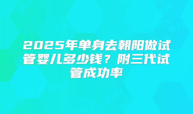 2025年单身去朝阳做试管婴儿多少钱？附三代试管成功率