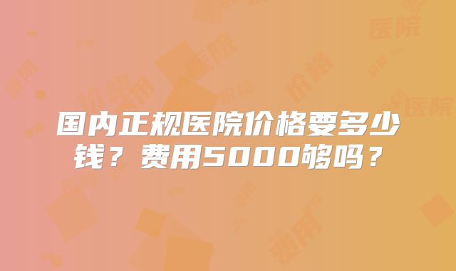 国内正规医院价格要多少钱？费用5000够吗？