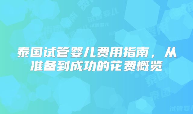 泰国试管婴儿费用指南,从准备到成功的花费概览