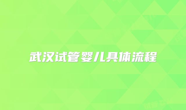 武汉试管婴儿具体流程