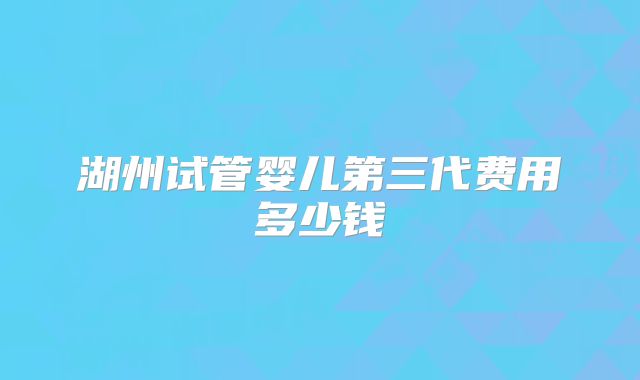 湖州试管婴儿第三代费用多少钱