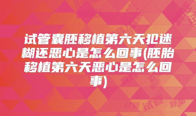 试管囊胚移植第六天犯迷糊还恶心是怎么回事(胚胎移植第六天恶心是怎么回事)