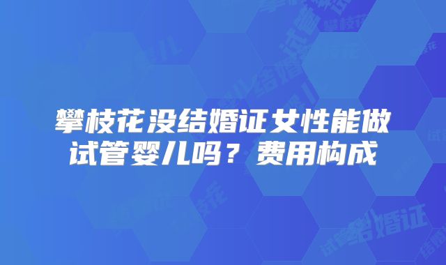 攀枝花没结婚证女性能做试管婴儿吗？费用构成