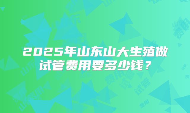 2025年山东山大生殖做试管费用要多少钱？
