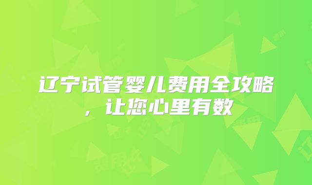 辽宁试管婴儿费用全攻略，让您心里有数