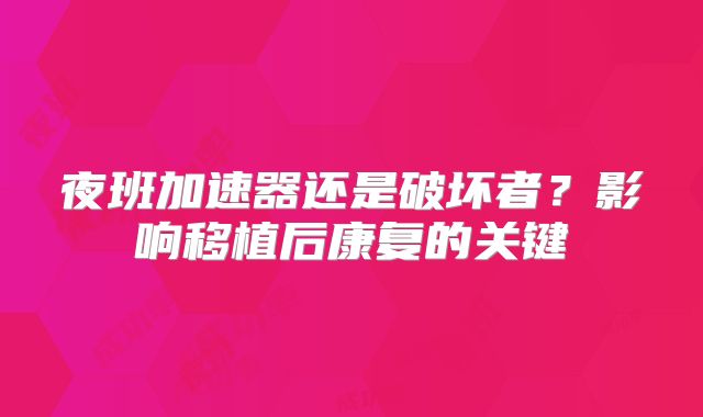 夜班加速器还是破坏者？影响移植后康复的关键