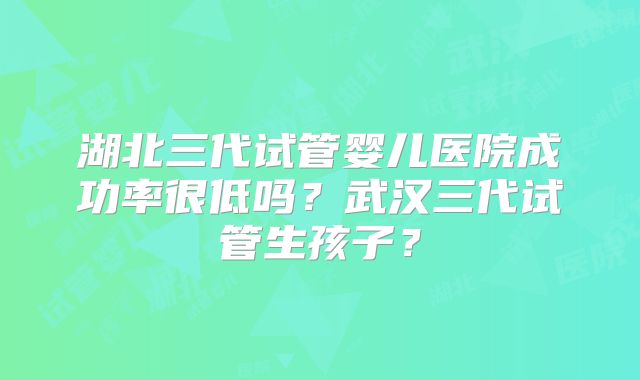 湖北三代试管婴儿医院成功率很低吗？武汉三代试管生孩子？