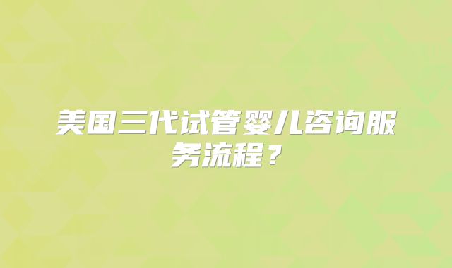 美国三代试管婴儿咨询服务流程？
