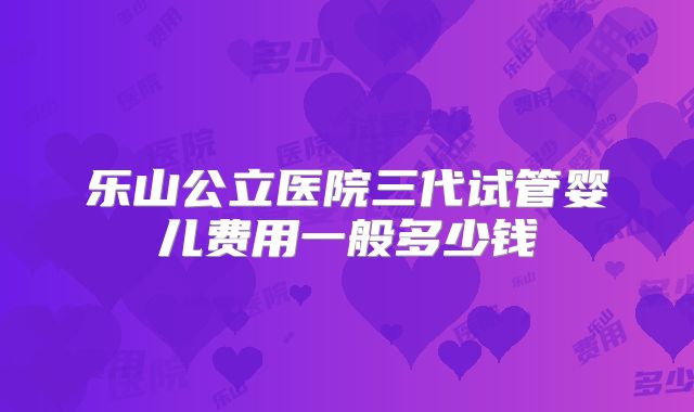 乐山公立医院三代试管婴儿费用一般多少钱