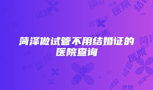 菏泽做试管不用结婚证的医院查询