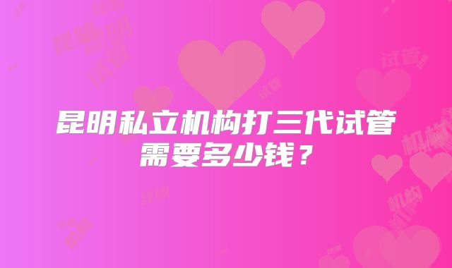昆明私立机构打三代试管需要多少钱？
