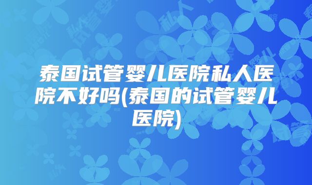 泰国试管婴儿医院私人医院不好吗(泰国的试管婴儿医院)