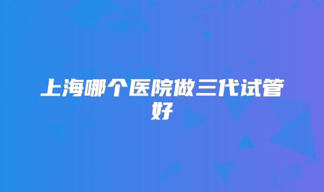 上海哪个医院做三代试管好