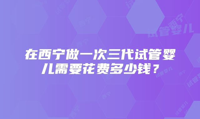 在西宁做一次三代试管婴儿需要花费多少钱？