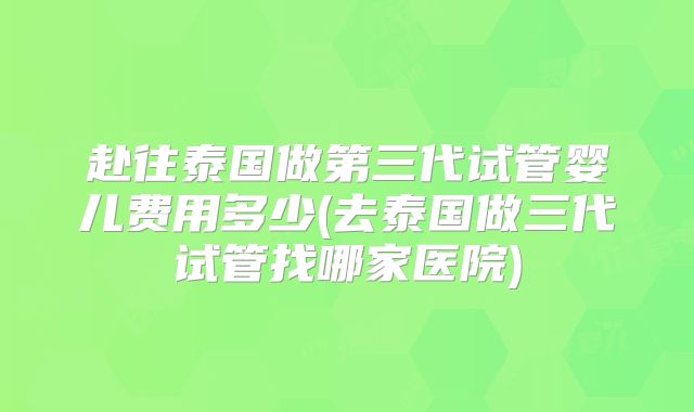 赴往泰国做第三代试管婴儿费用多少(去泰国做三代试管找哪家医院)
