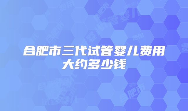 合肥市三代试管婴儿费用大约多少钱
