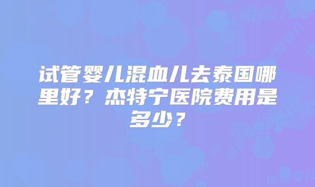 试管婴儿混血儿去泰国哪里好？杰特宁医院费用是多少？