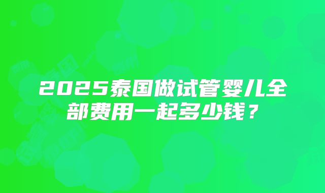 2025泰国做试管婴儿全部费用一起多少钱?