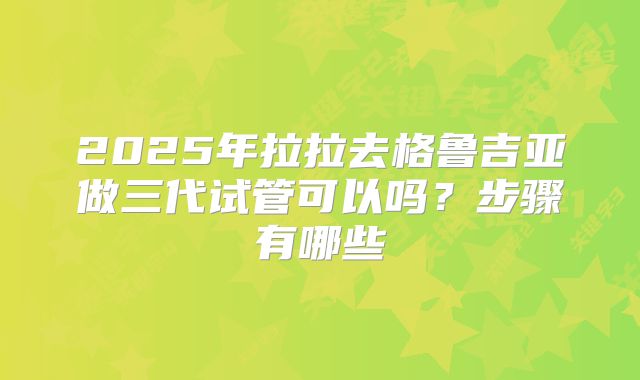 2025年拉拉去格鲁吉亚做三代试管可以吗？步骤有哪些