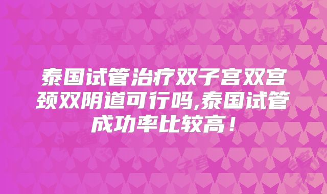 泰国试管治疗双子宫双宫颈双阴道可行吗,泰国试管成功率比较高！