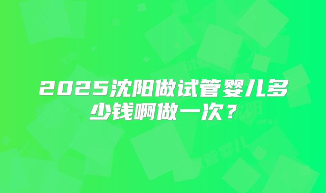 2025沈阳做试管婴儿多少钱啊做一次？