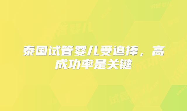 泰国试管婴儿受追捧,高成功率是关键