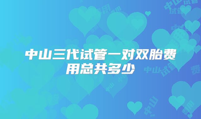 中山三代试管一对双胎费用总共多少