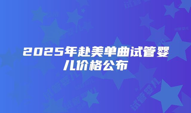 2025年赴美单曲试管婴儿价格公布