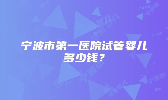 宁波市第一医院试管婴儿多少钱？