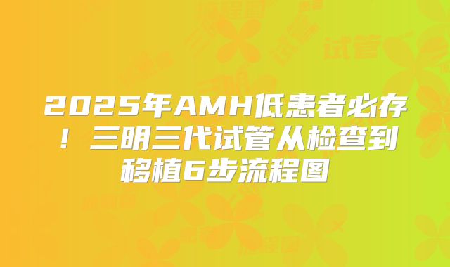 2025年AMH低患者必存！三明三代试管从检查到移植6步流程图