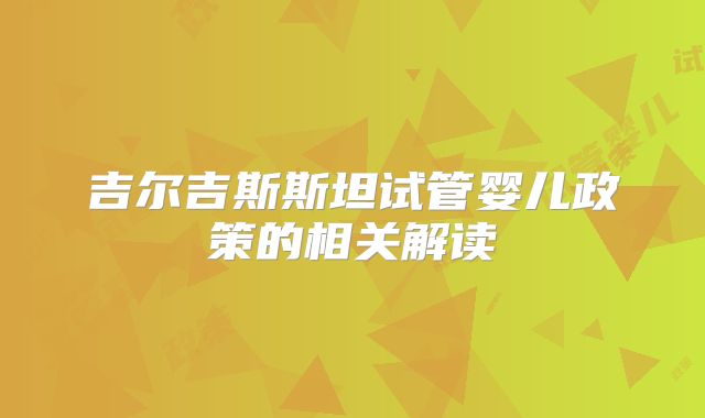 吉尔吉斯斯坦试管婴儿政策的相关解读