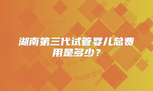 湖南第三代试管婴儿总费用是多少？