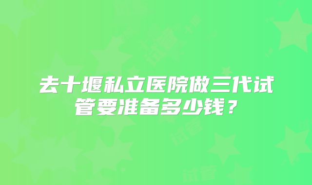 去十堰私立医院做三代试管要准备多少钱？