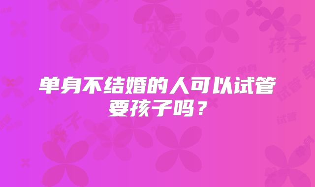 单身不结婚的人可以试管要孩子吗？