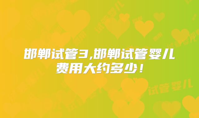 邯郸试管3,邯郸试管婴儿费用大约多少！