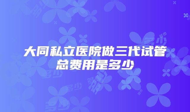 大同私立医院做三代试管总费用是多少