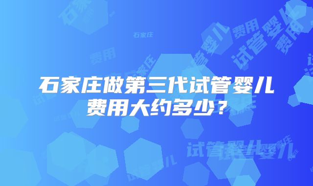 石家庄做第三代试管婴儿费用大约多少？