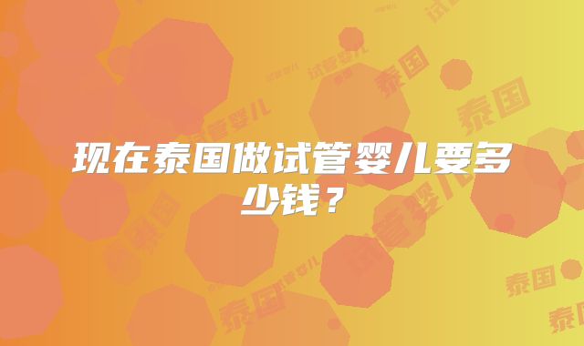 现在泰国做试管婴儿要多少钱？