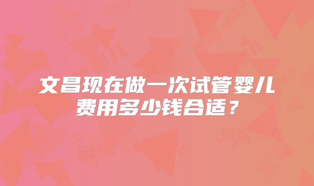 文昌现在做一次试管婴儿费用多少钱合适？