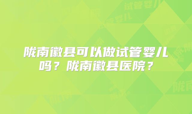 陇南徽县可以做试管婴儿吗?陇南徽县医院?