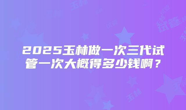 2025玉林做一次三代试管一次大概得多少钱啊？