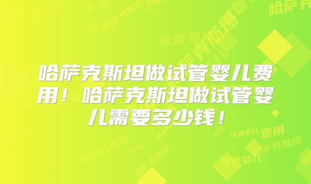 哈萨克斯坦做试管婴儿费用!哈萨克斯坦做试管婴儿需要多少钱!