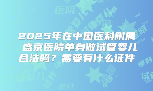2025年在中国医科附属 盛京医院单身做试管婴儿合法吗？需要有什么证件